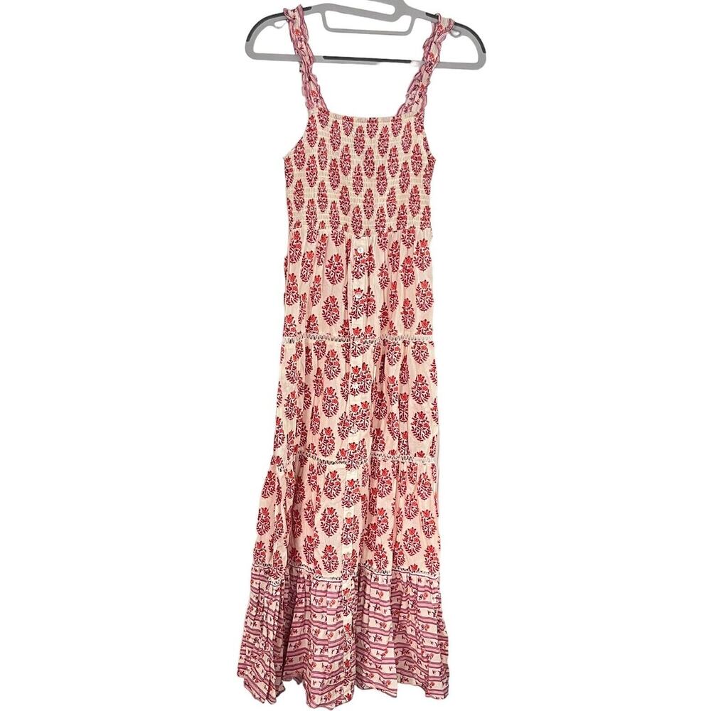 Fred Saylor Festival Dress •XS• Sleeveless Smocked Ruffle Tiered Cottage Prairie